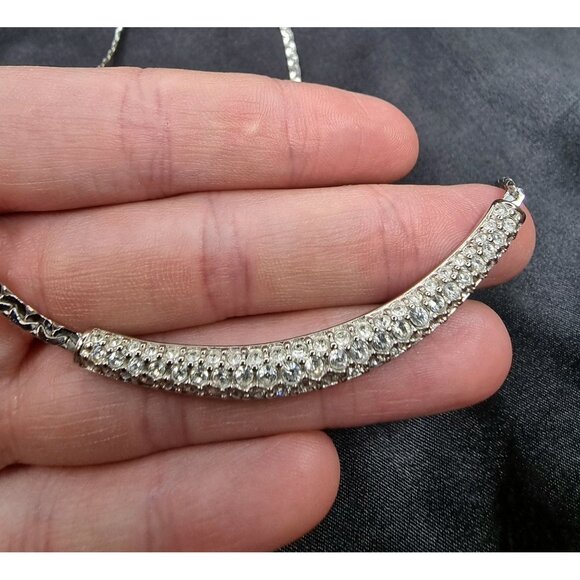 Vintage Swarovski Crystal Necklace Silver-Tone Elegant Chain With Rhinestone Acc - Picture 5 of 6